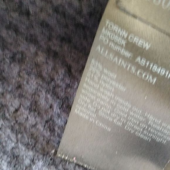 AllSaints burled wool sweater navy sz xs Tornn Raven Chunky Academia Soho Boho - Picture 3 of 5